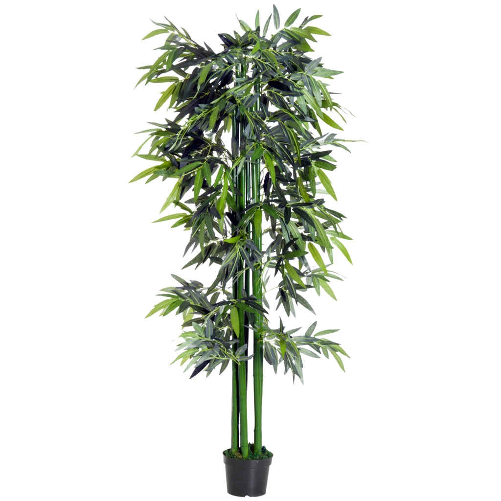 Albero Artificiale Bamboo XXL ¨C zephmum ¨C 1.80m H, Nero e Verde, Vaso Incluso