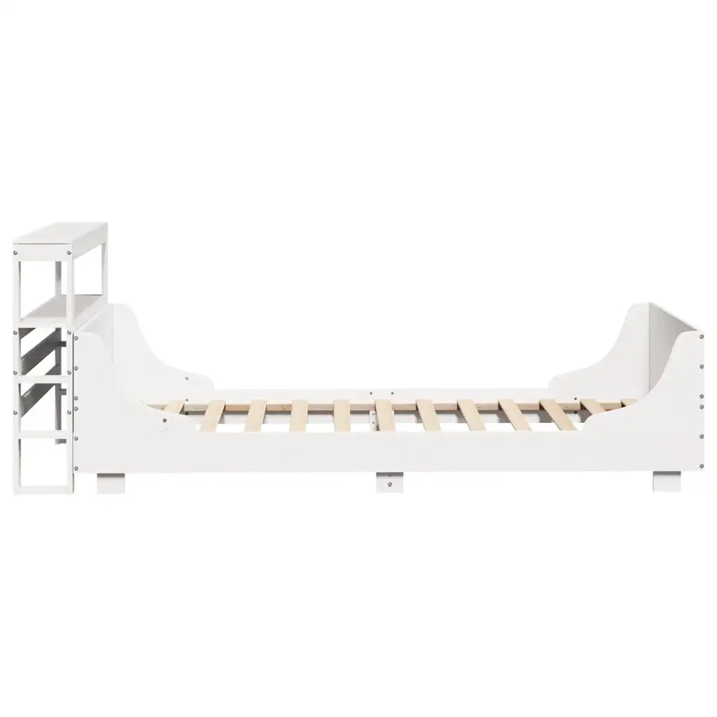 Letto senza Materasso-Struttura Letto Bianco 75x190 in Legno Massello di Pino 914878