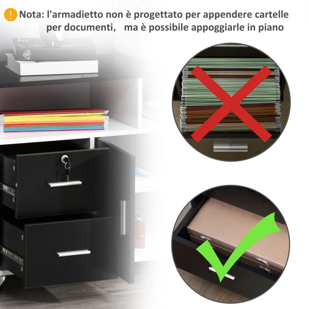 Scrivania Computer con Cassetti ¨C Xylo ¨C Nero e Bianco 100x35x65cm