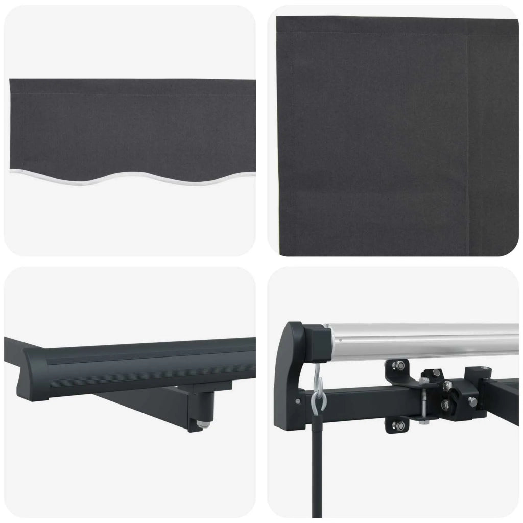 Tenda Retrattile Antracite 400 x 200 cm Poliestere e Alluminio 3329802