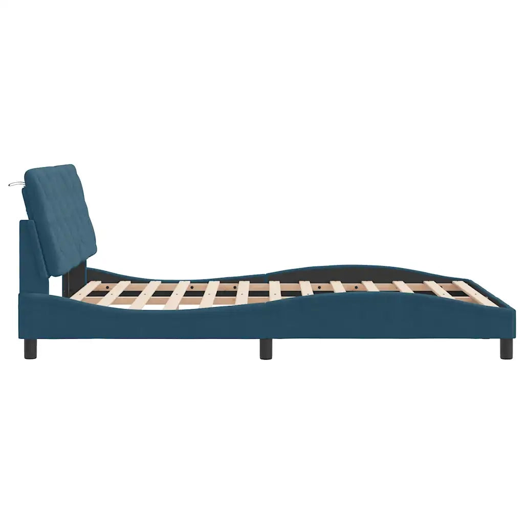 Giroletto senza Materasso Blu 140x190 cm in Velluto
