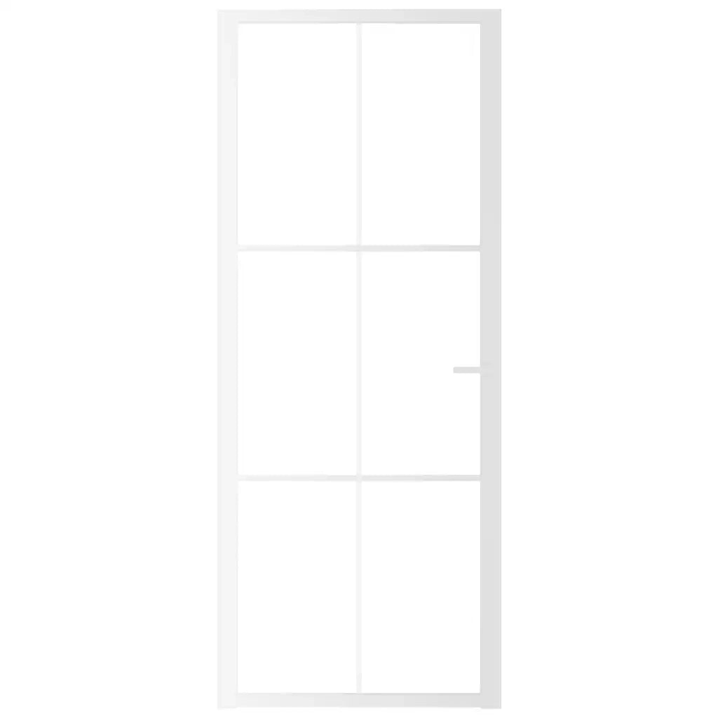 Porta Interna 83x201,5 cm Bianca in Vetro ESG e Alluminio 350573