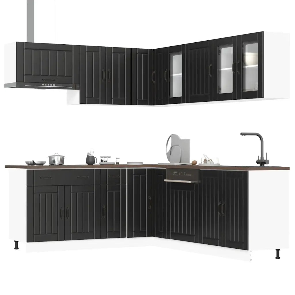 Set Mobili da Cucina 11 pz Lucca Neri Legno Multistrato 3314922