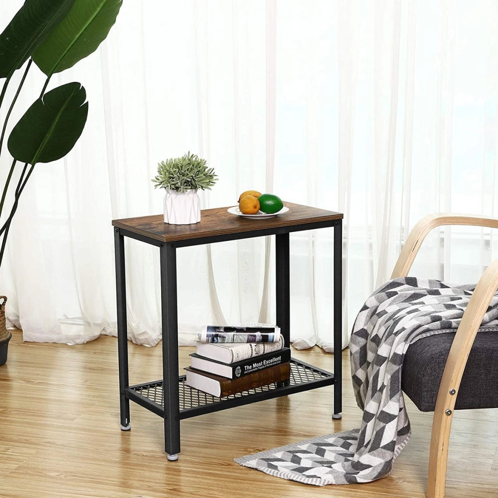 Console ingresso industriale compatta in truciolato e metallo 60x30x60 cm