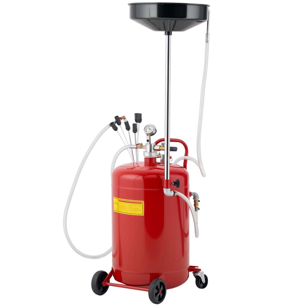 Carrello Recupero Olio Usato 80L ¨C Xylo ¨C Altezza Regolabile 101-141cm con Ruote e Maniglia Rossa