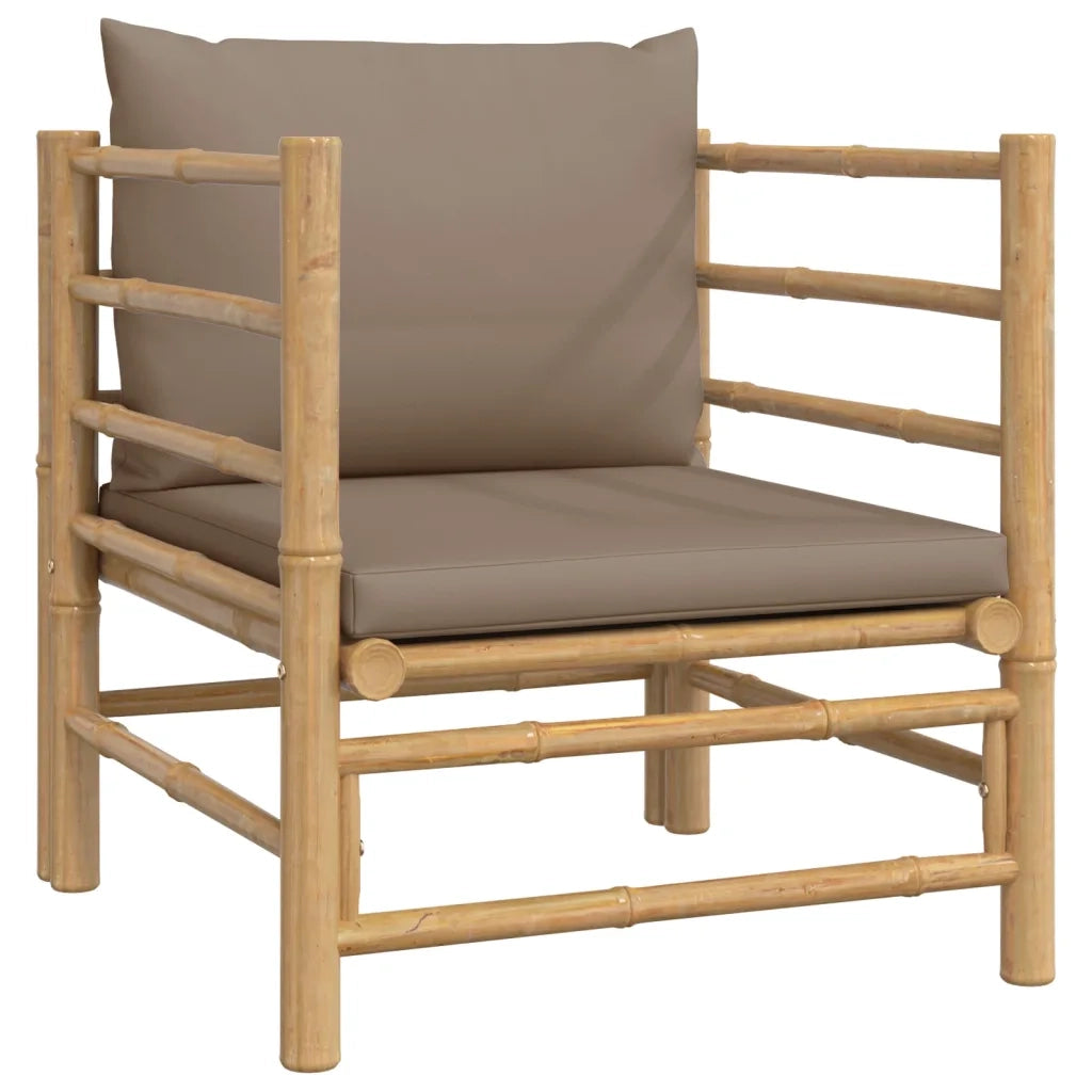 Set Salotto da Giardino 7pz con Cuscini Tortora Bambù 3155141