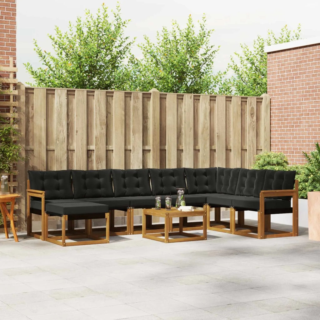 Set di divani da esterno con cuscino 9 pcs Naturale e Nero 3368971