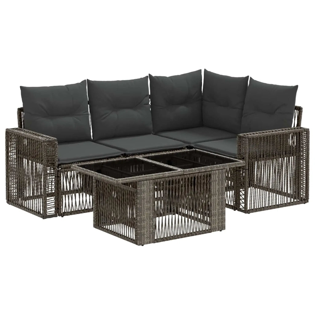 Set Divano da Giardino 5 pz Grigio e Grigio Scuro polyrattan 3436787