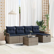 Set Divano da Giardino 6 pcs Grigio e Blu Navy polyrattan 3358874