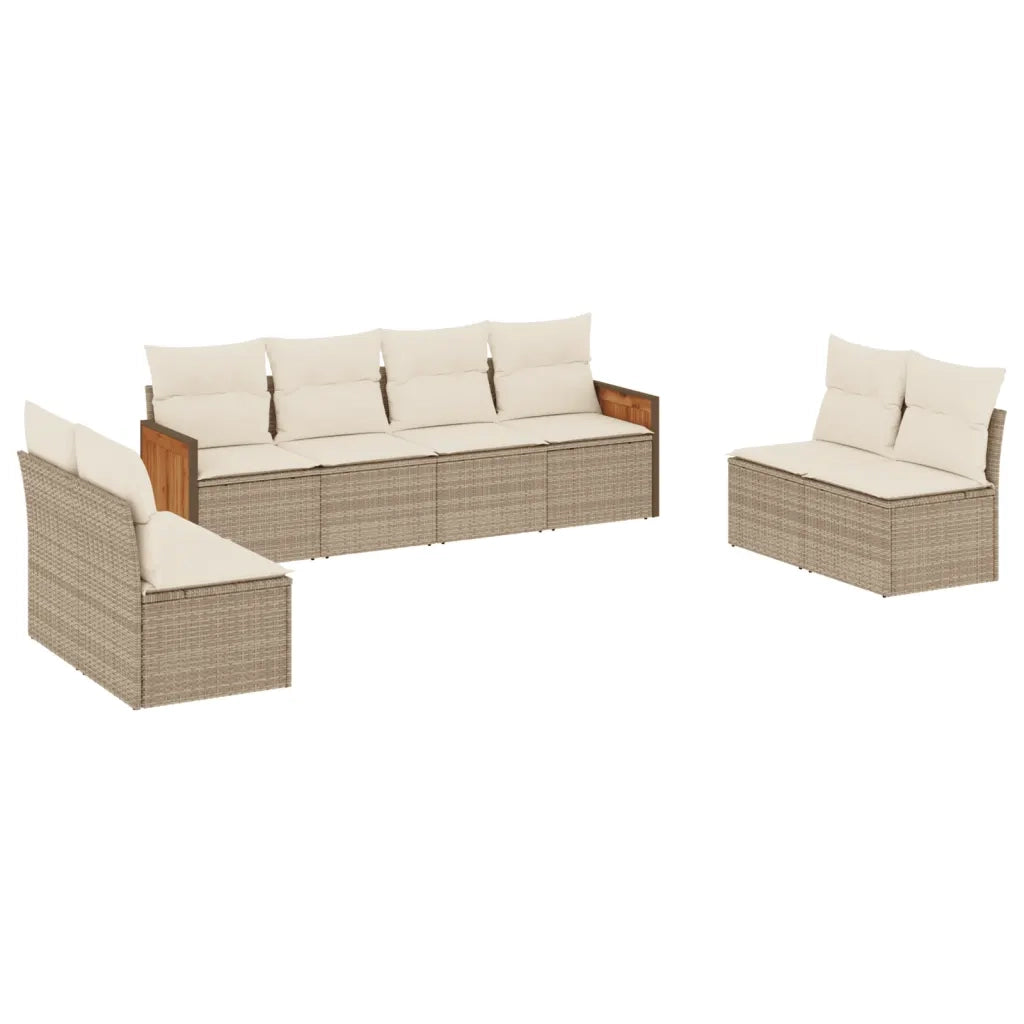 Set Divano da Giardino 8 pz con Cuscini Beige in Polyrattan 3227570