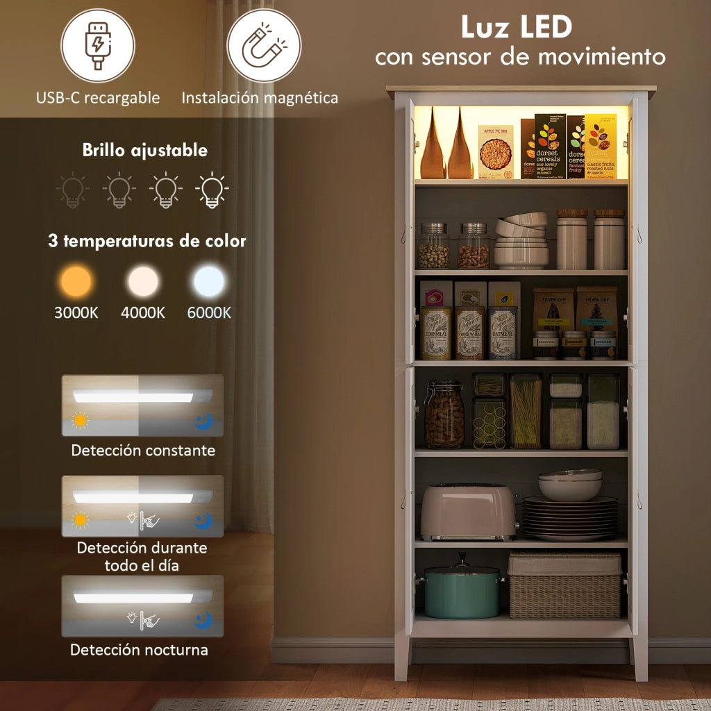Mobile da Cucina Alto con Luci LED a Sensore di Movimento ¨C Minimal ¨C Bianco