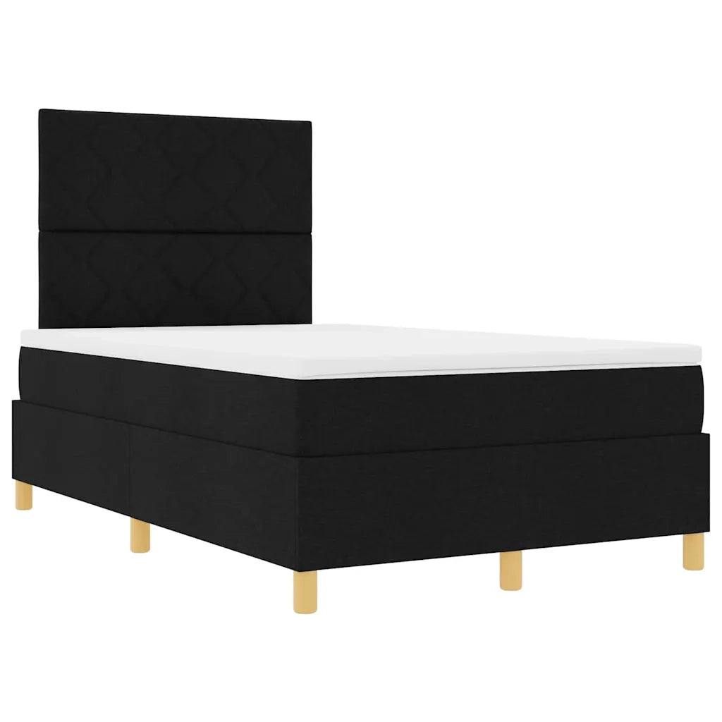 Letto a Sorgente LED con materasso Nero 120 x 190 cm Tessuto