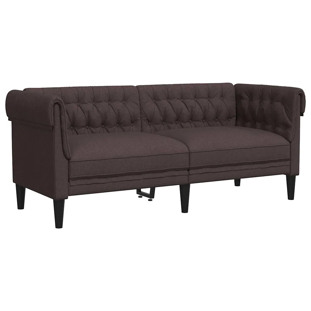 Divano Chesterfield a 2 Posti-Sofa 2 Posti-Divanetto Marrone Scuro in Tessuto
