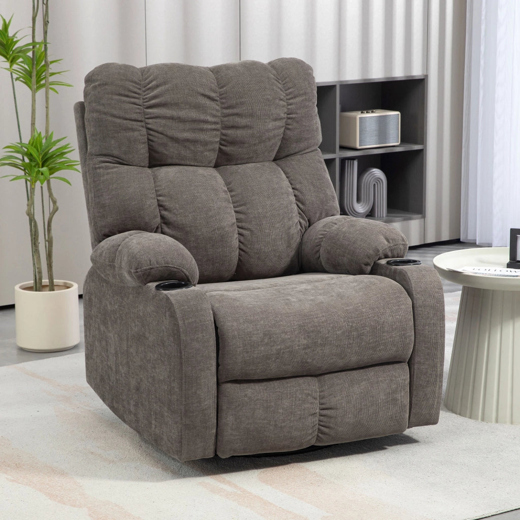 Poltrona relax girevole con poggiapiedi ¨C Minimal ¨C beige chiaro 88x96x108