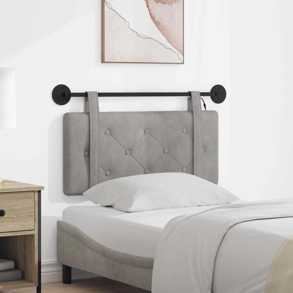 Testiera sospesa Con luce LED Grigio Chiaro Velluto 3424083