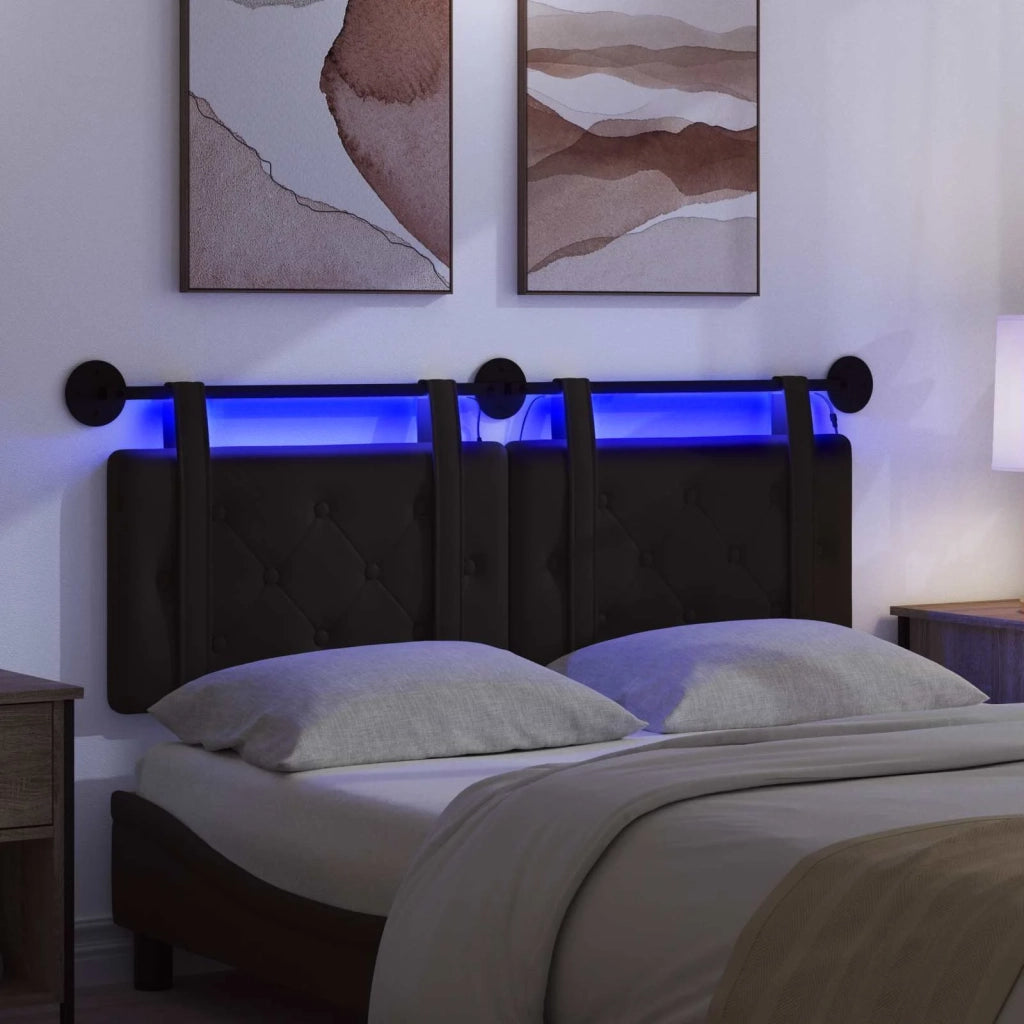 Testiera sospesa Con luce LED Nero Similpelle 3424158