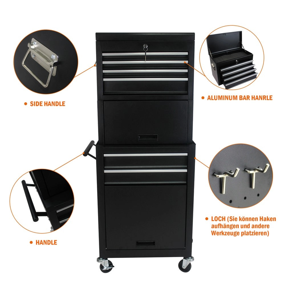 Cassettiera con Ruote e Cassetti Rimovibile per Garage ¨C MINIMAL ¨C Nero
