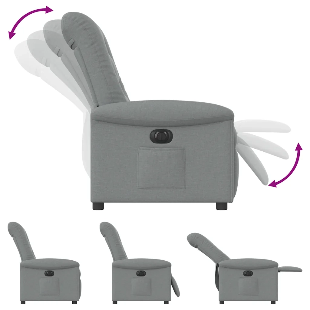 Poltrona | Sedia Relax Elettrica Reclinabile Grigio Chiaro in Tessuto
