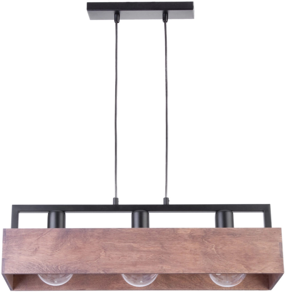 Lampada a sospensione loft legno scuro Dakota 3xE27 Sigma