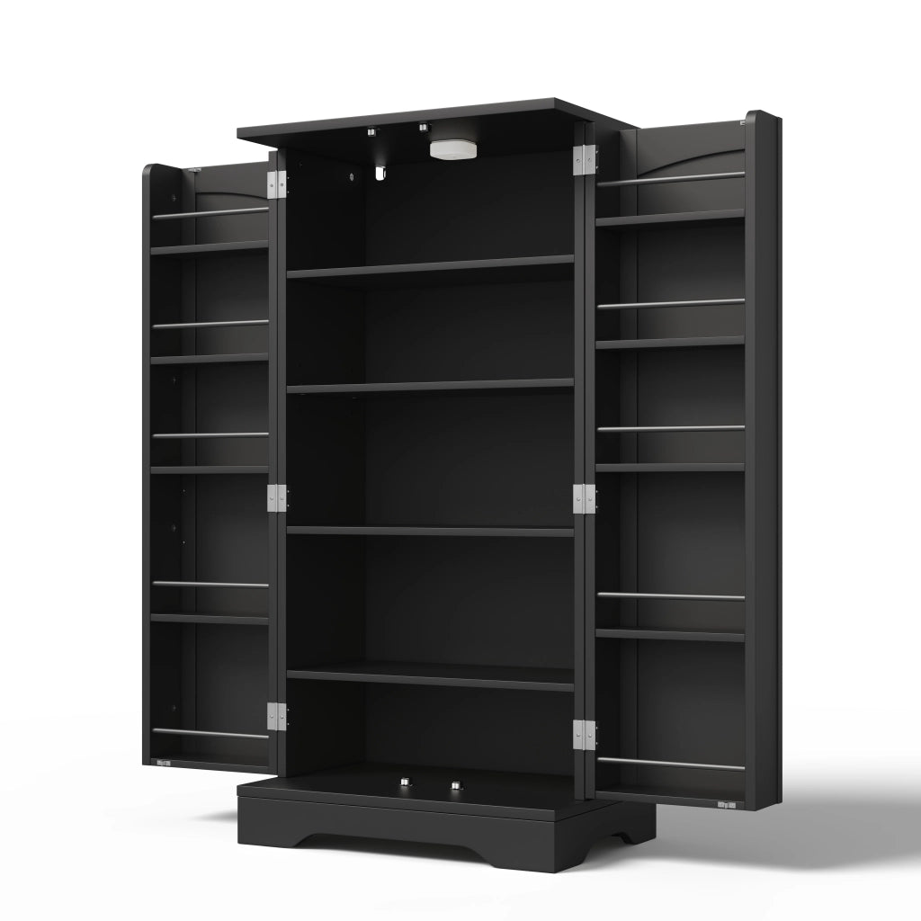 ARMADIO ALTO 120x60x40 cm in MDF Nero con luce LED