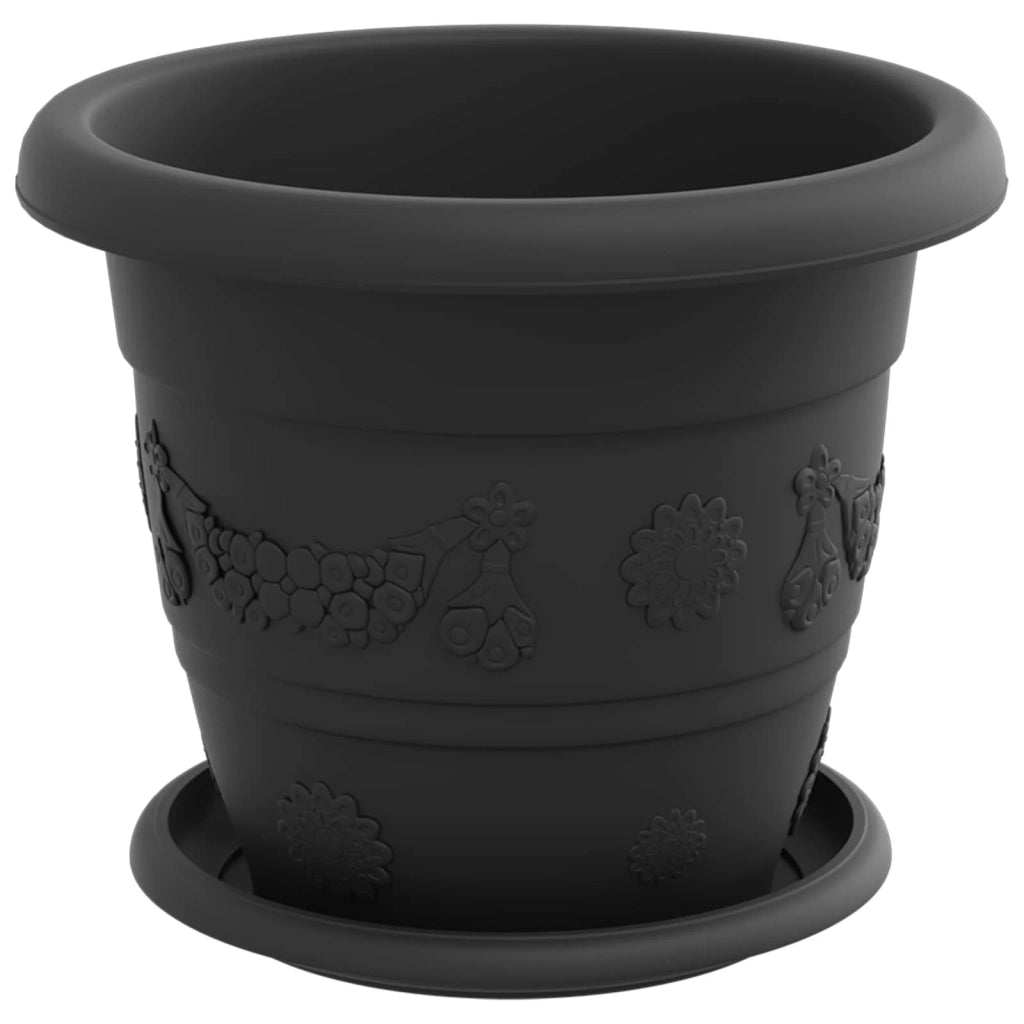 Vasi per Piante 6 pcs Nero Ø 22 x 18 cm Plastica 3403275