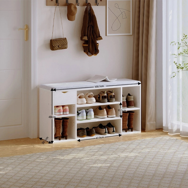 ARMADIETTO PER SCARPE CON SEDUTA LOFT BIANCO PANCA INGRESSO MODERNO 100 CM