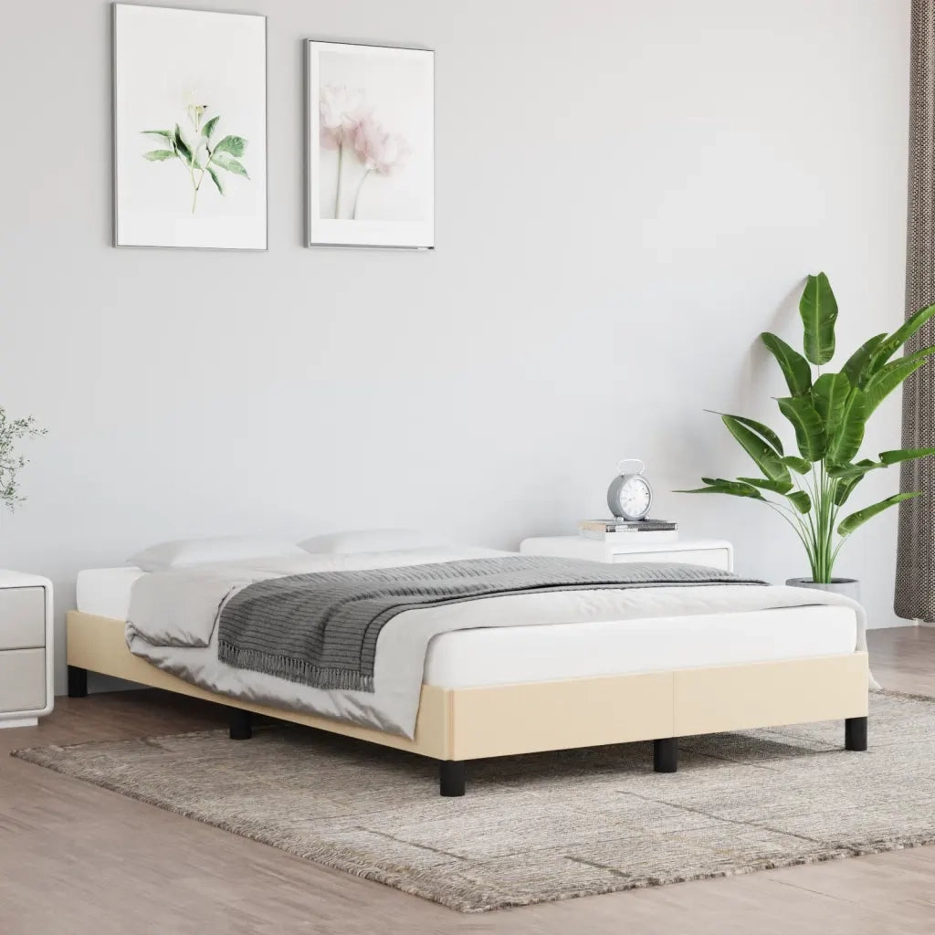 Letto matrimoniale | Letto per adulti | Giroletto senza Materasso Crema 120x190cm in Tessuto