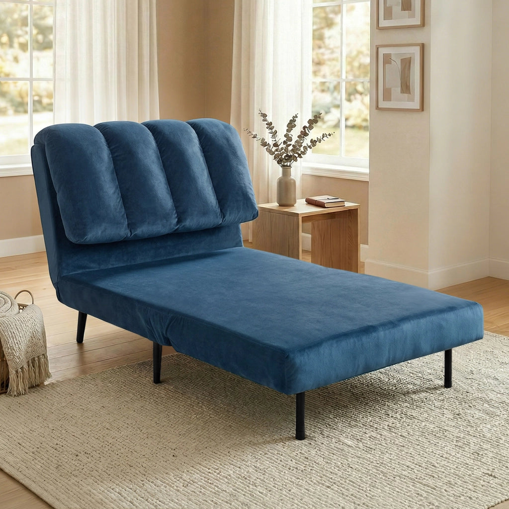 Poltrona Letto Pieghevole Trasformabile con Schienale Regolabile ¨C Minimal ¨C Blu