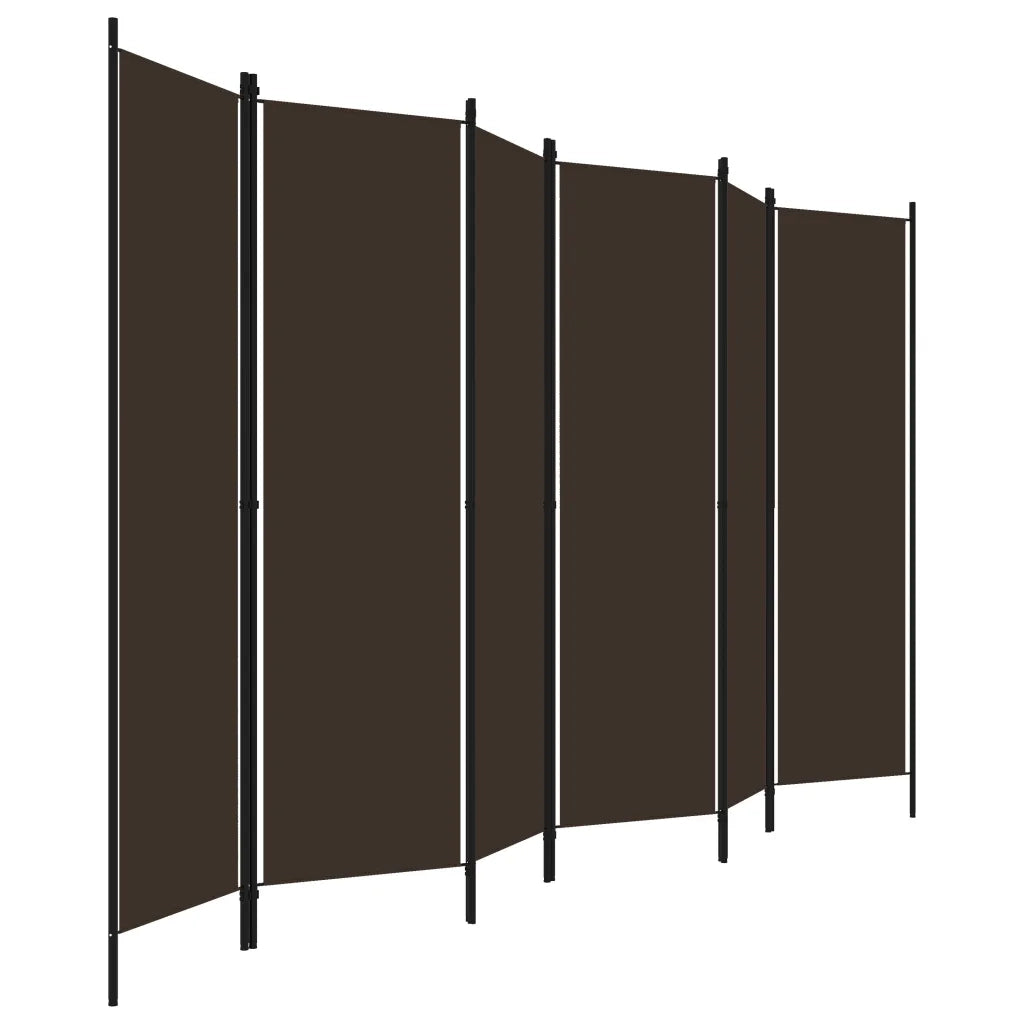 Divisorio Ambienti | Divider per stanze | Paravento a 6 Pannelli Marrone 300x180 cm