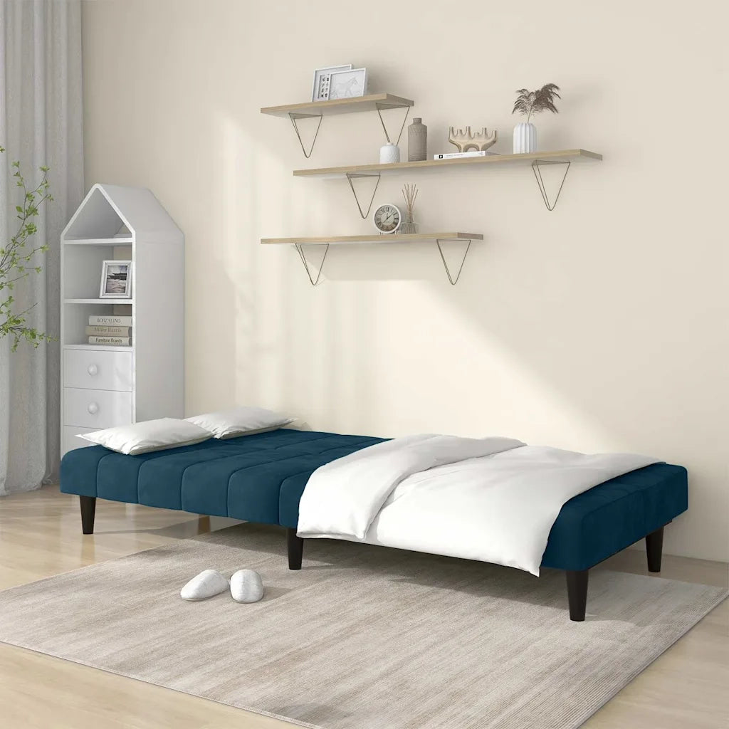 Divano letto | Sof¨¤ letto | Letto singolo a 2 Posti Blu in Velluto