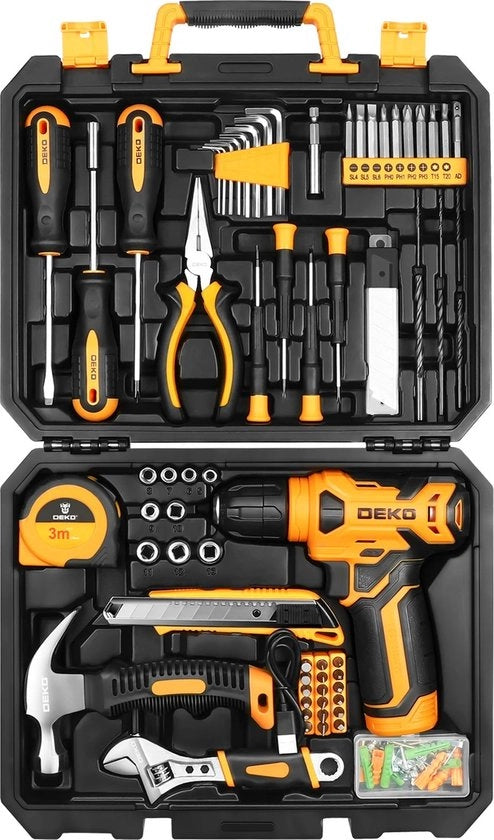 Kit di attrezzi completo - 126 pezzi - Trasformatore 8V - Duraturo e Versatile - Giallo