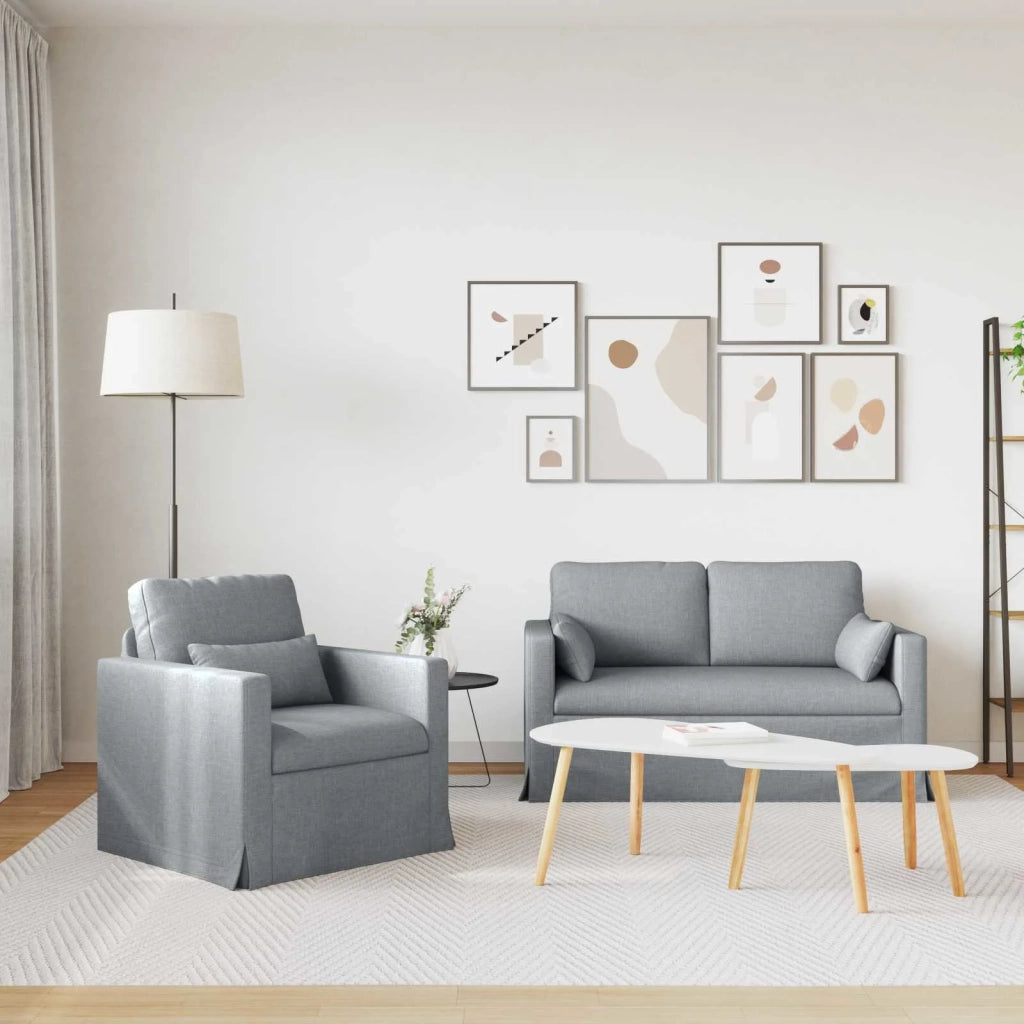 Set di divani 2 pcs Grigio chiaro 139 x 78 x 80 cm Tessuto 3407493