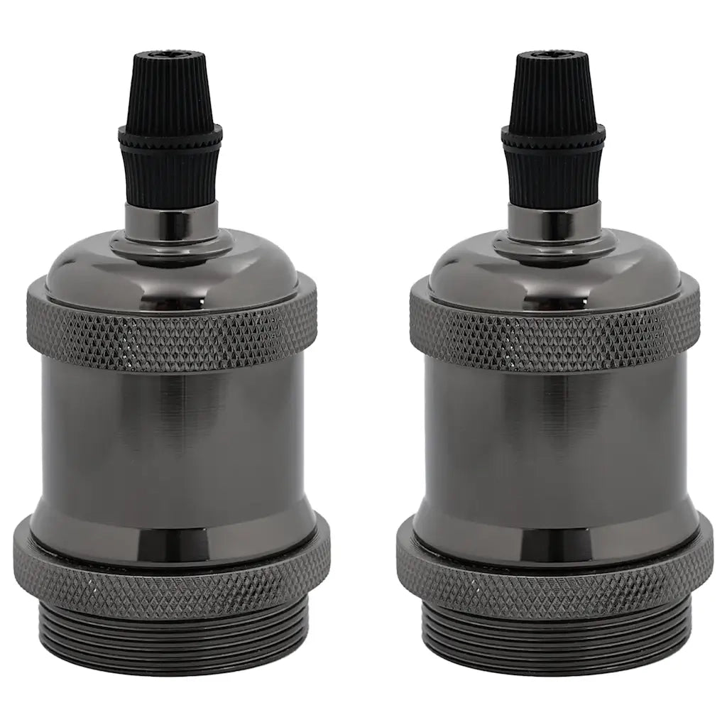 Portalampade 2 pz Nero Lucido E27