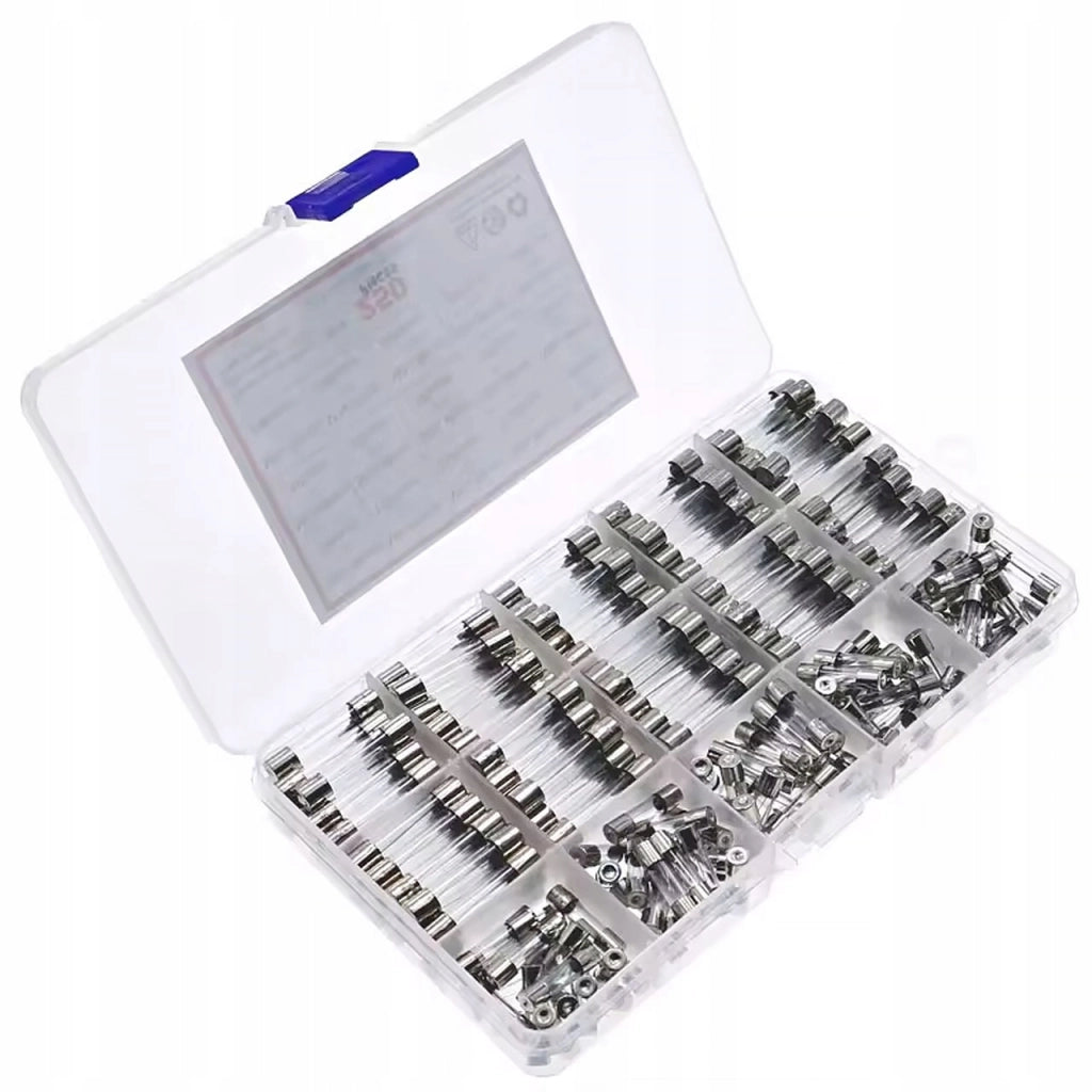 Set di Fusibili in Vetro WTA FuseBox Pro 250 – 250 Pezzi | 250V | 1A-20A | 5x20 mm + 6x30 mm | Rapida Reazione