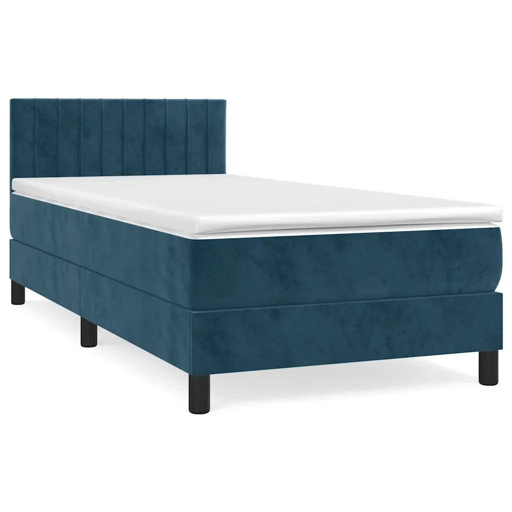 Giroletto a Molle con Materasso Blu Scuro 80x200 cm in Velluto 3141393