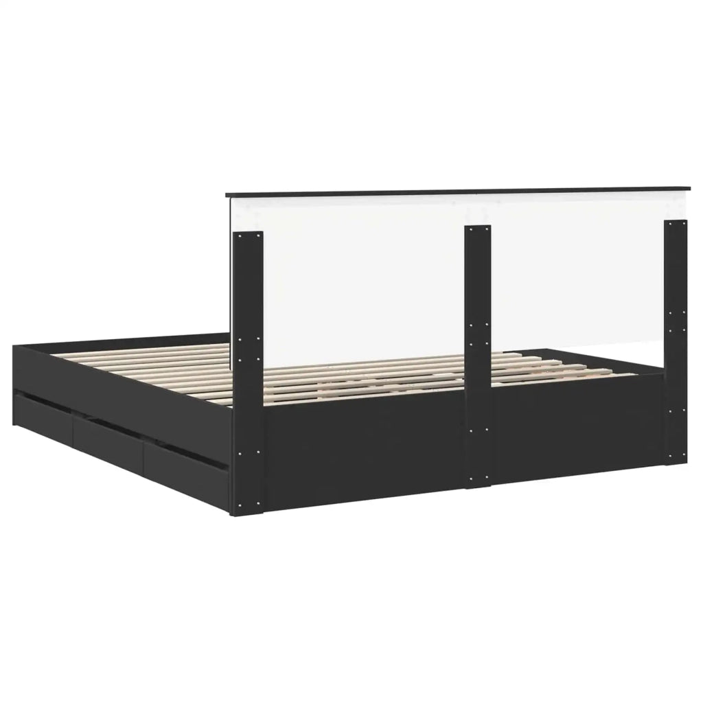 Letto matrimoniale | Letto per adulti | Struttura del letto Nero 180 x 200 cm Legno Ingegnerizzato