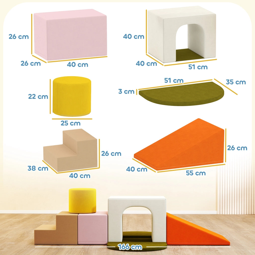 Set Costruzioni Morbide per Bambini ¨C Minimal ¨C Velluto, Schiuma PU, Arancione