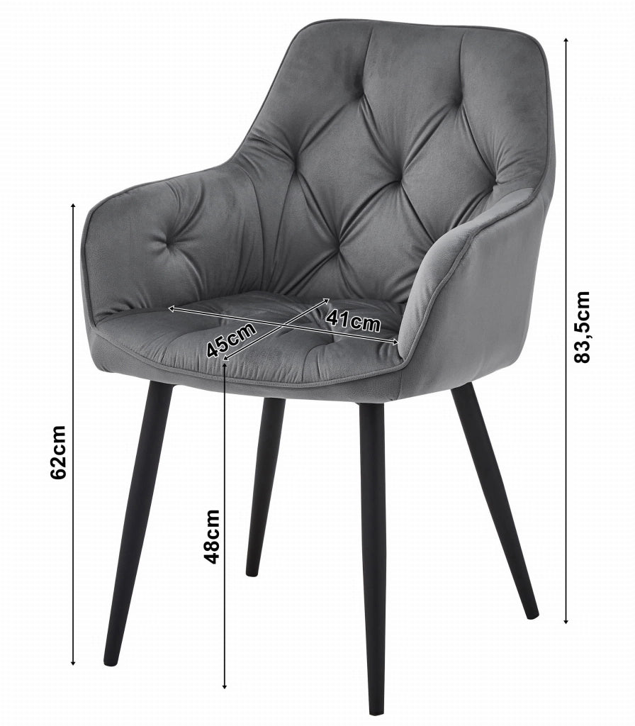 Sedia da pranzo Valora LUKK - Velluto beige con gambe nere x1