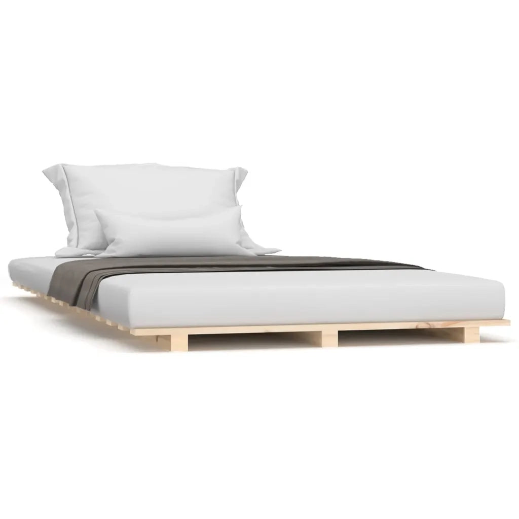 Letto singolo | Letto per adulti | Giroletto senza Materasso 100x200 cm in Legno Massello di Pino