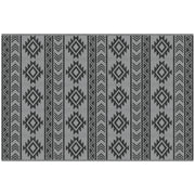 Tappeto Moderno per Esterni Nero e Grigio in PP con Design Reversibile e Pieghevole, 182x274 cm