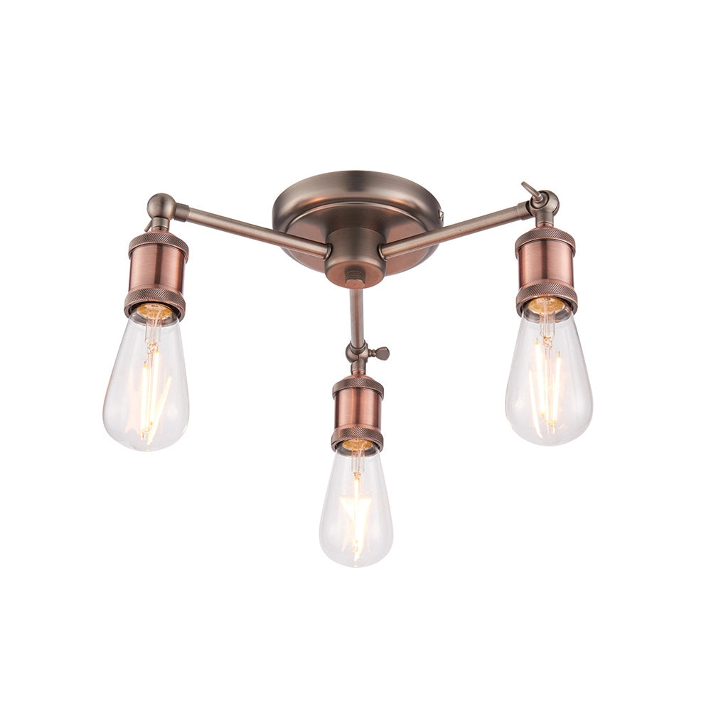 Plafoniera industriale rame anticato 3 luci E27 Endon