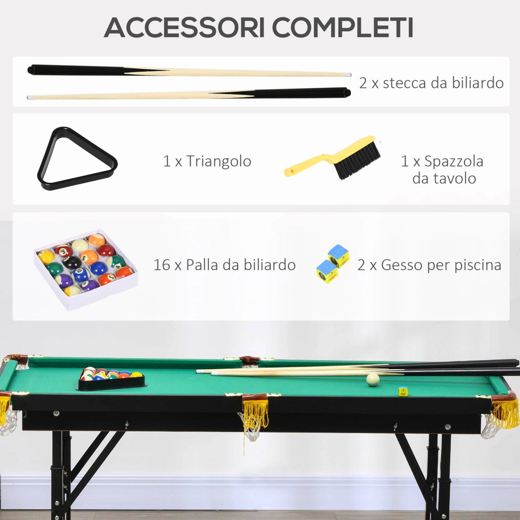 Tavolo da biliardo ¨C Minimal ¨C Verde, MDF e acciaio, 140x63x55-75 cm