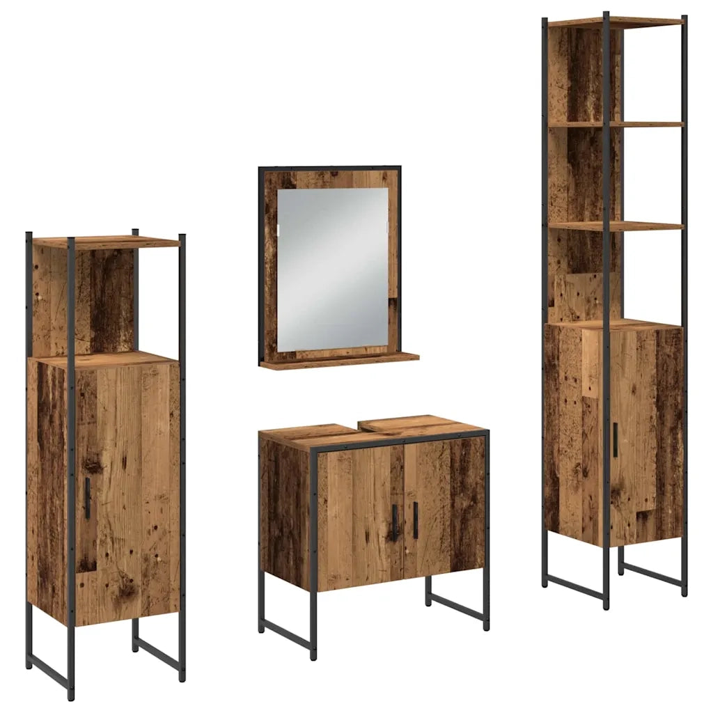 Set di mobili per il bagno 4 pcs Marrone 33 x 33 x 185.5 cm 3334409