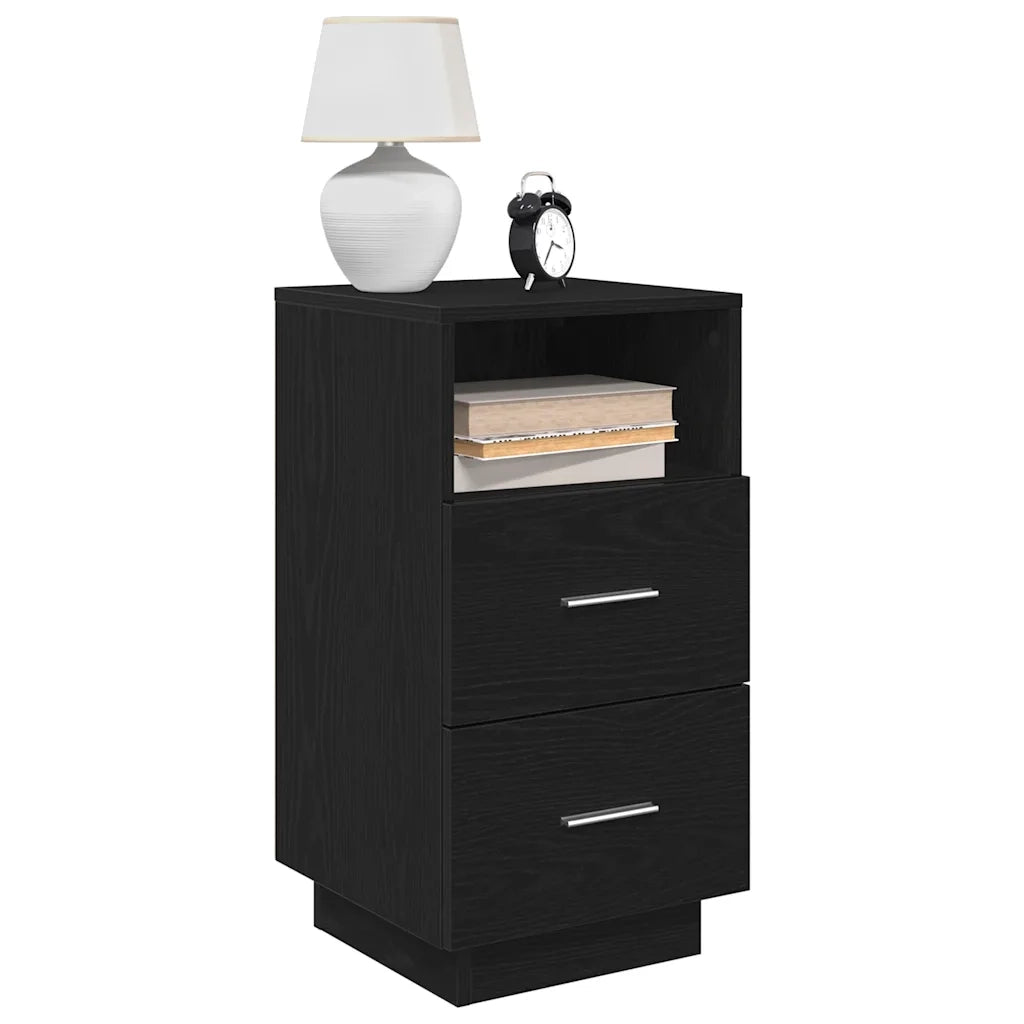Comodino | Armadio da Notte | Mobiletto da notte con 2 Cassetti Nero 36x36x68 cm