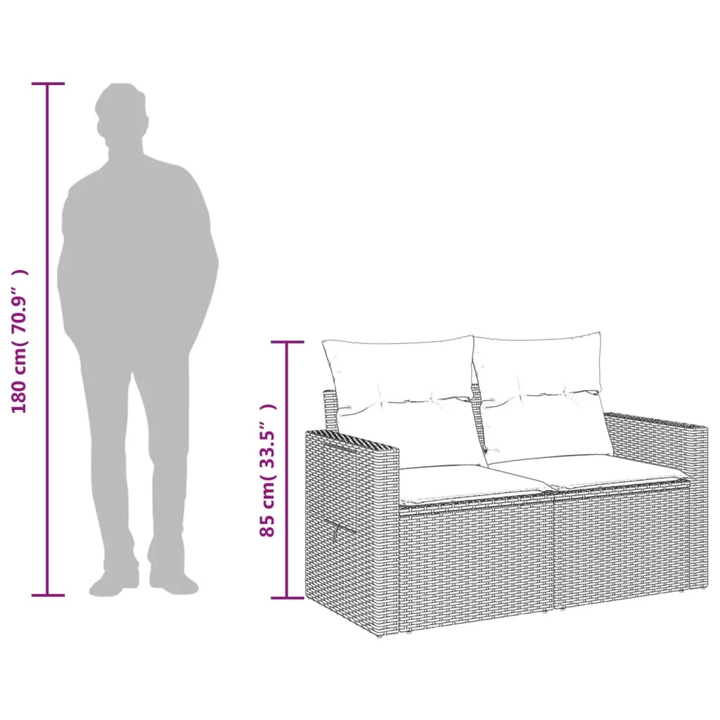 Divano da Giardino con Cuscini 2 Posti Grigio Chiaro Polyrattan 366185