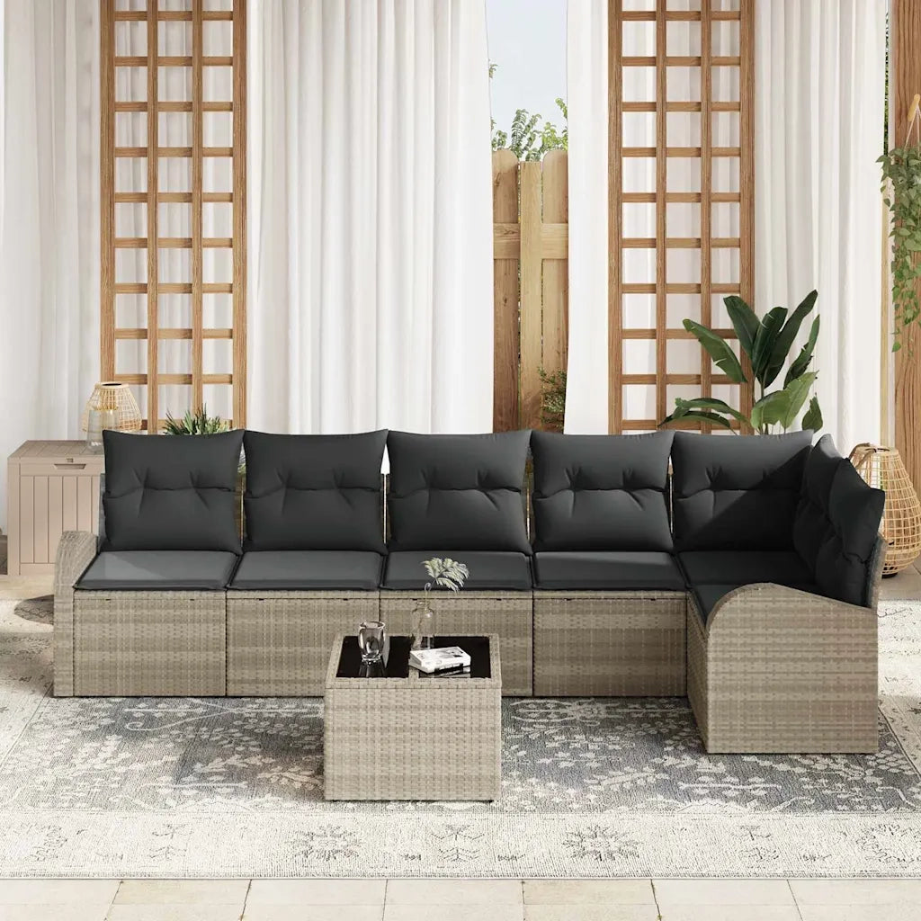 Set Divano da Giardino 7 pcs Grigio chiaro polyrattan 3354741