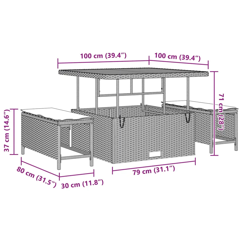 Set Divano da Giardino 13 pcs Nero polyrattan 3361664