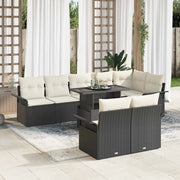 Set Divano da Giardino con cuscino 9 pcs Nero Poly Rattan