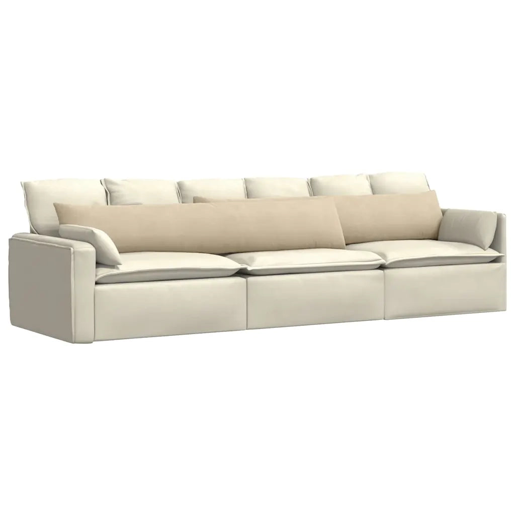 Cuscini da Divano 2 pz-Set di 2 Cuscini per Sofa Crema 200 x 40 cm Tessuto 844355