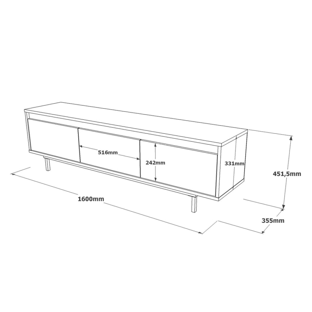 Titli, Mobile Porta tv un Ripiano, 160x36x45h cm Argento